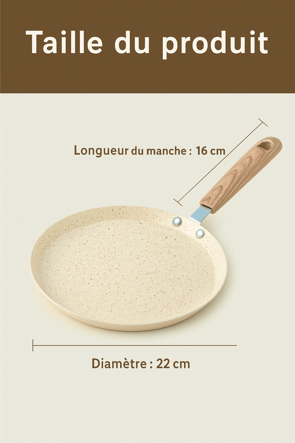 Poêle  Crêpière  Antiadhésive Pierre Naturelle