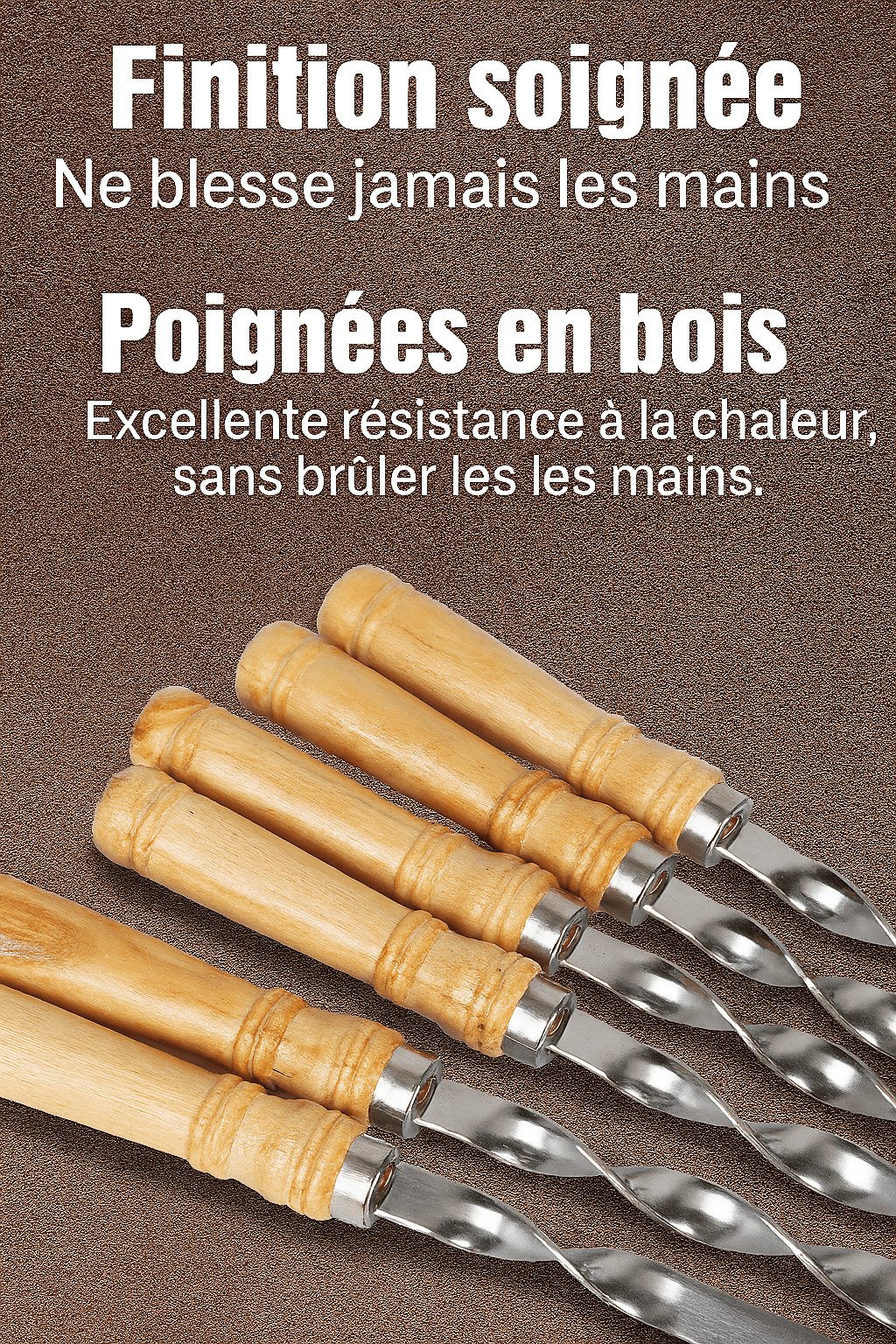 Set de 6 brochettes BBQ en inox & bois - Boutique Cuisine AZSet de 6 brochettes BBQ en inox & bois