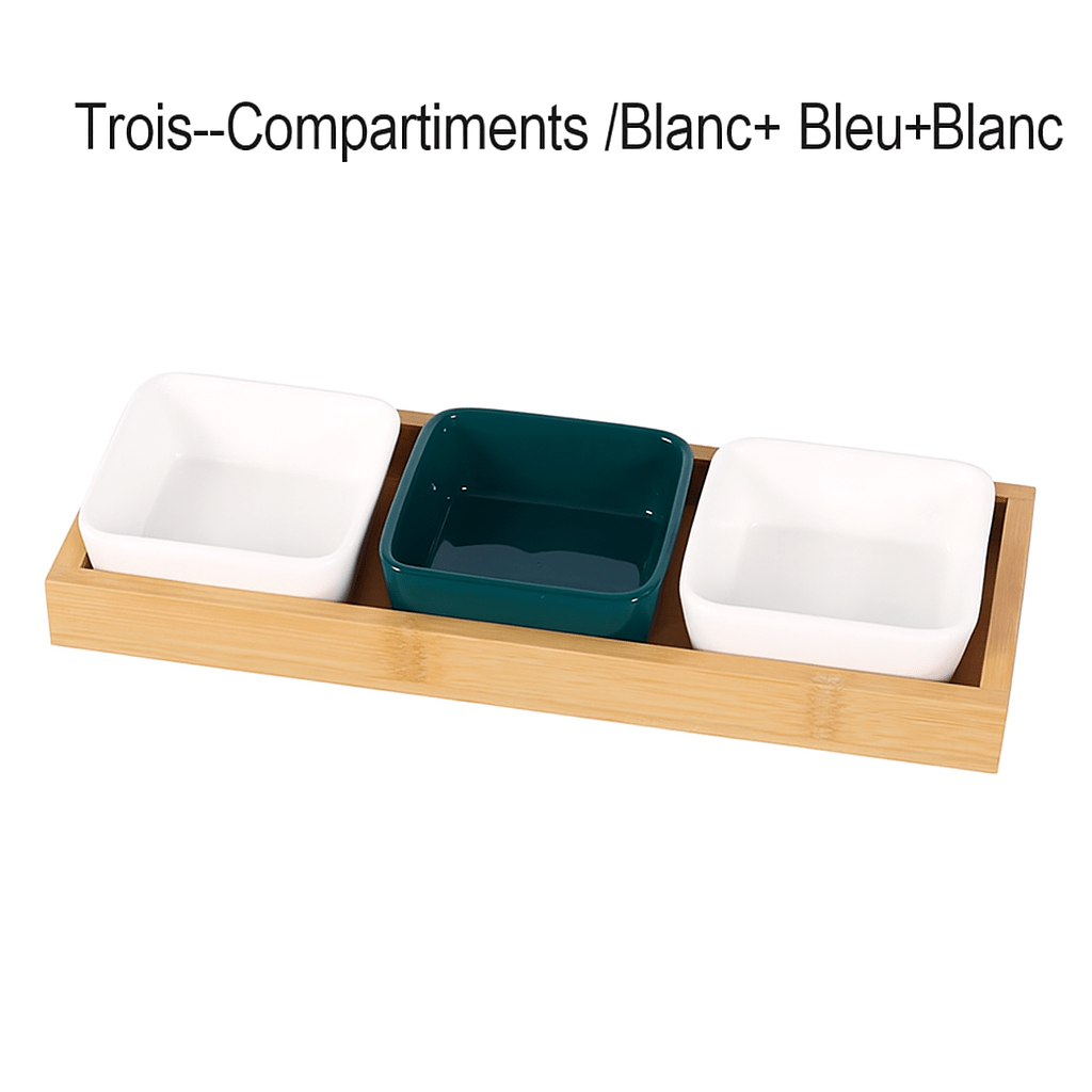 Plateau de présentation en bambou & céramique