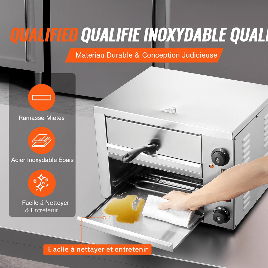 Four à Pizza Électrique  – Double Tiroir Inox