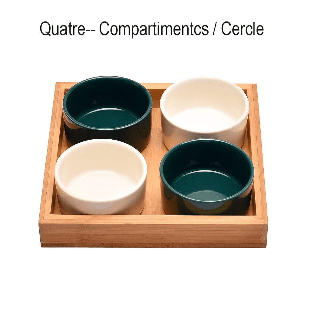 Plateau de présentation en bambou & céramique