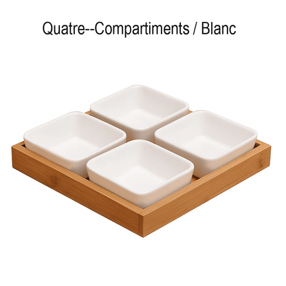 Plateau de présentation en bambou & céramique