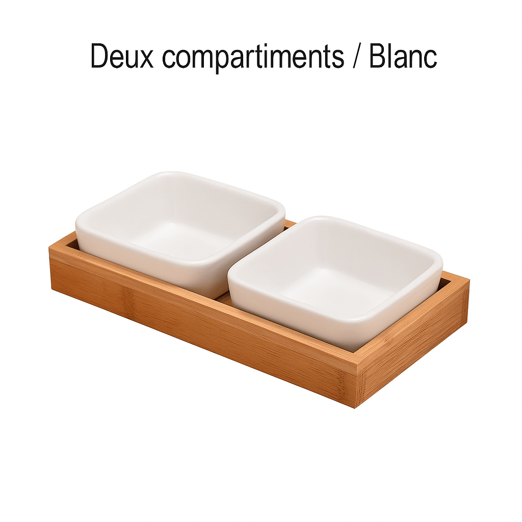 Plateau de présentation en bambou & céramique