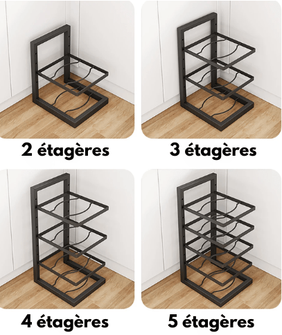 Organisateur de casseroles réglable en acier carbone