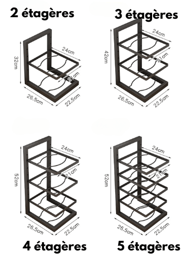 Organisateur de casseroles réglable en acier carbone