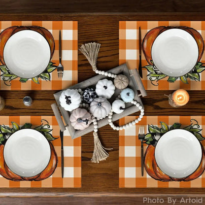 Set de table citrouille carreaux noir et  orange
