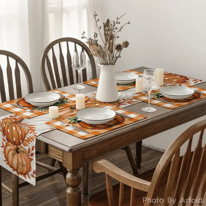 Set de table citrouille carreaux noir et  orange