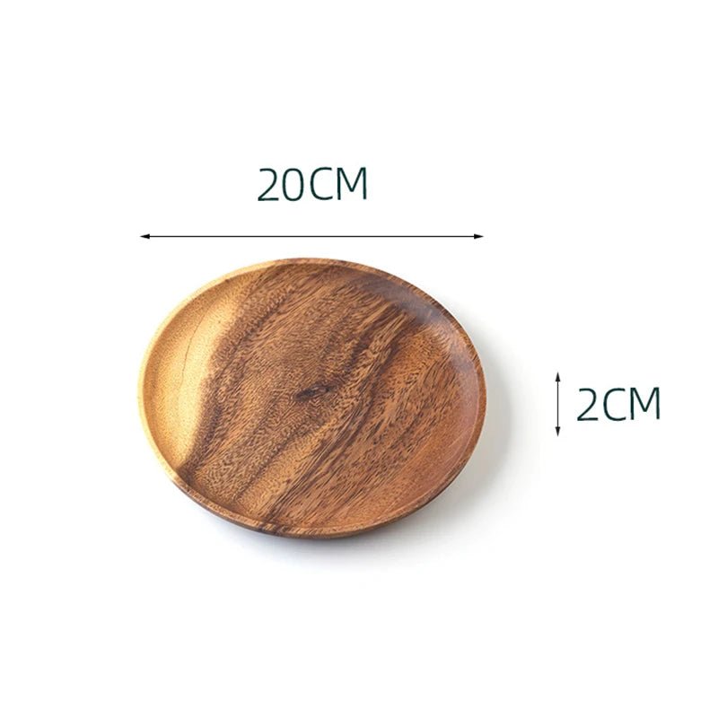 Assiette en Bois Ronde  Style Japonais