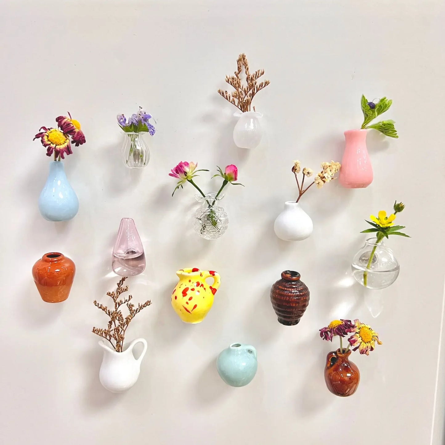 Mini vases magnétiques décoratifs – Fleurs & charme naturel pour réfrigérateur