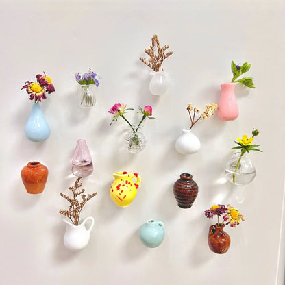 Mini vases magnétiques décoratifs – Fleurs & charme naturel pour réfrigérateur