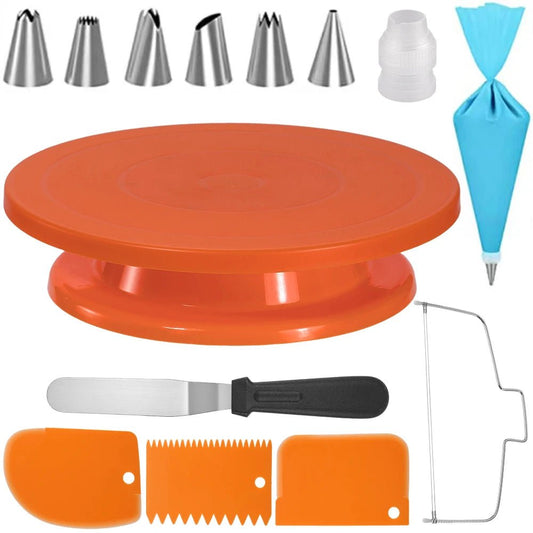 Kit plateau tournant pour décoration de gâteau-Orange