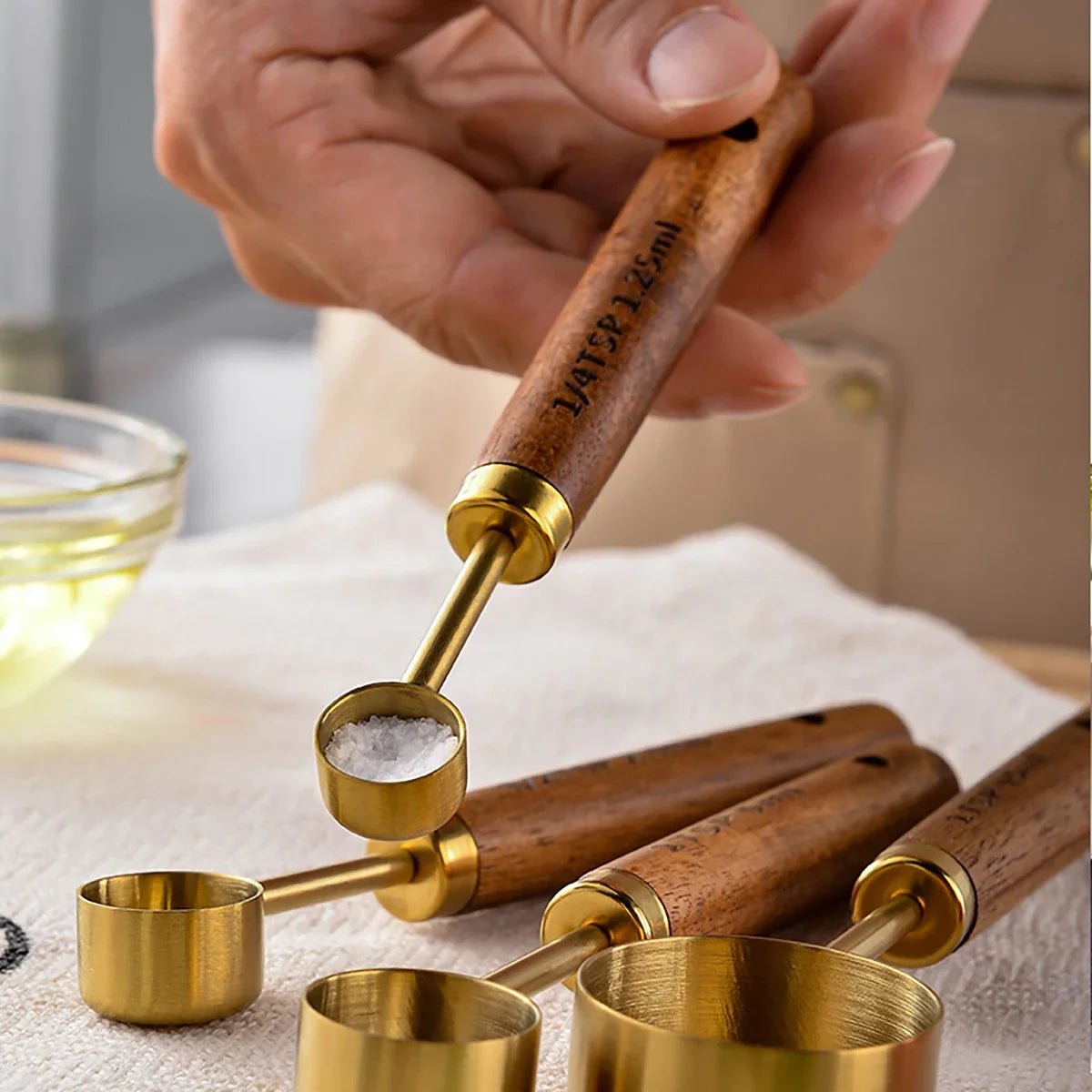 Set de Cuillères Doseuses Bois et Laiton