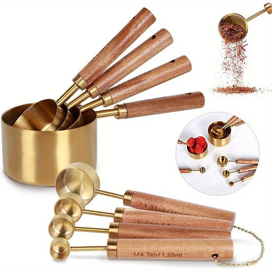 Set de Cuillères Doseuses Bois & Laiton – Élégance Artisanale pour Cuisines Inspirées