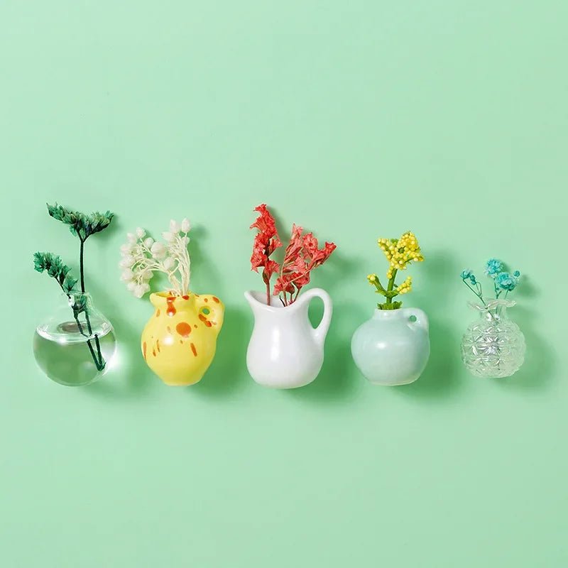 Mini vases magnétiques décoratifs – Fleurs & charme naturel pour réfrigérateur