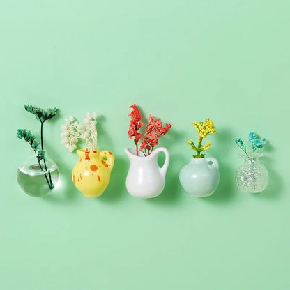 Mini vases magnétiques décoratifs – Fleurs & charme naturel pour réfrigérateur