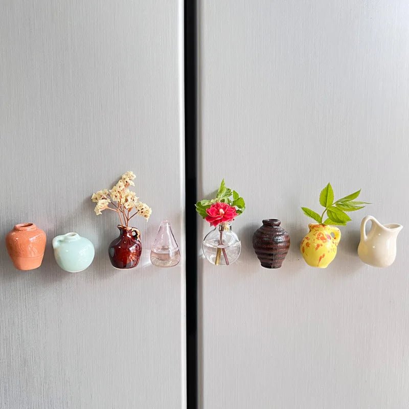 Mini vases magnétiques décoratifs – Fleurs & charme naturel pour réfrigérateur