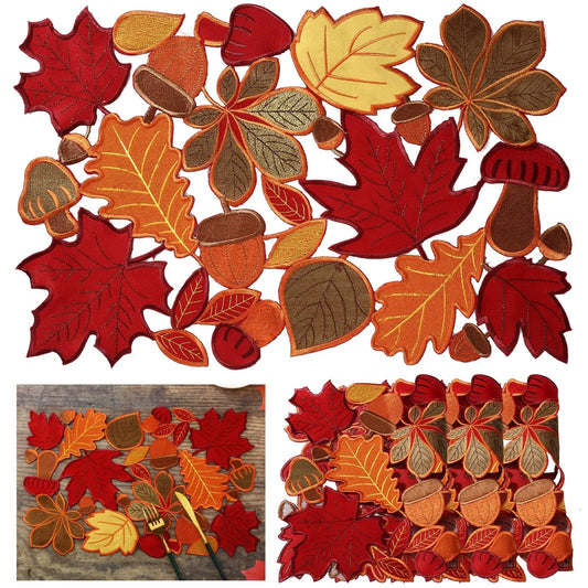 Sets de Table Automne Brodés Feuilles d’Érable