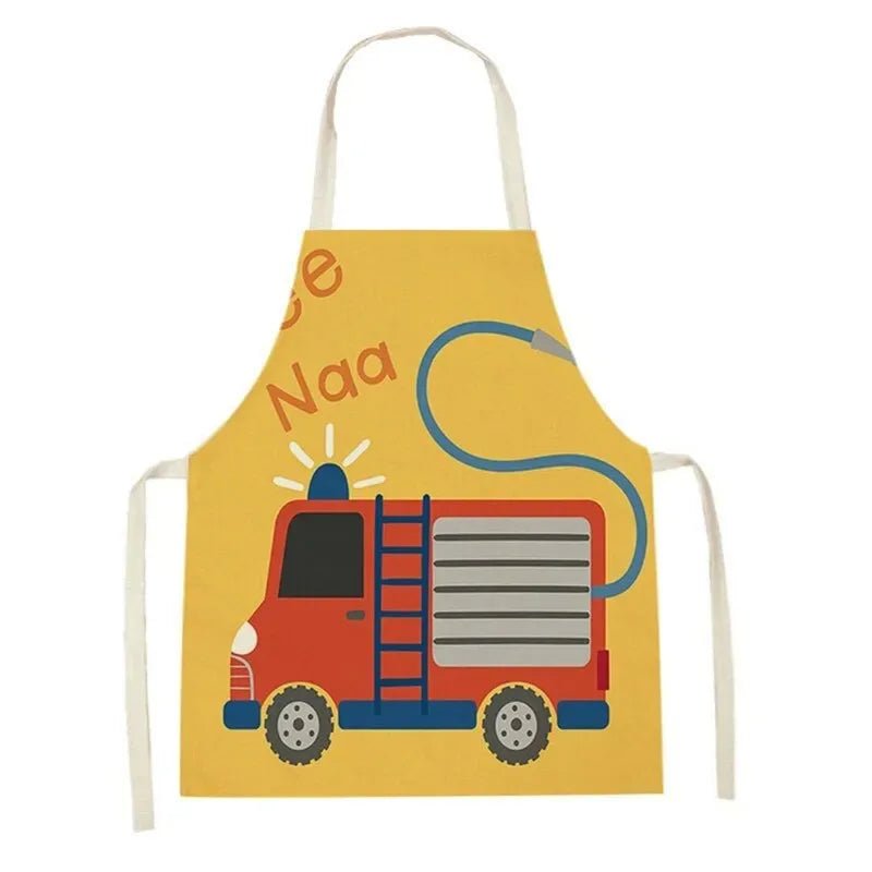 Tablier Enfant Camion et Engins – Coton Lin Coloré
