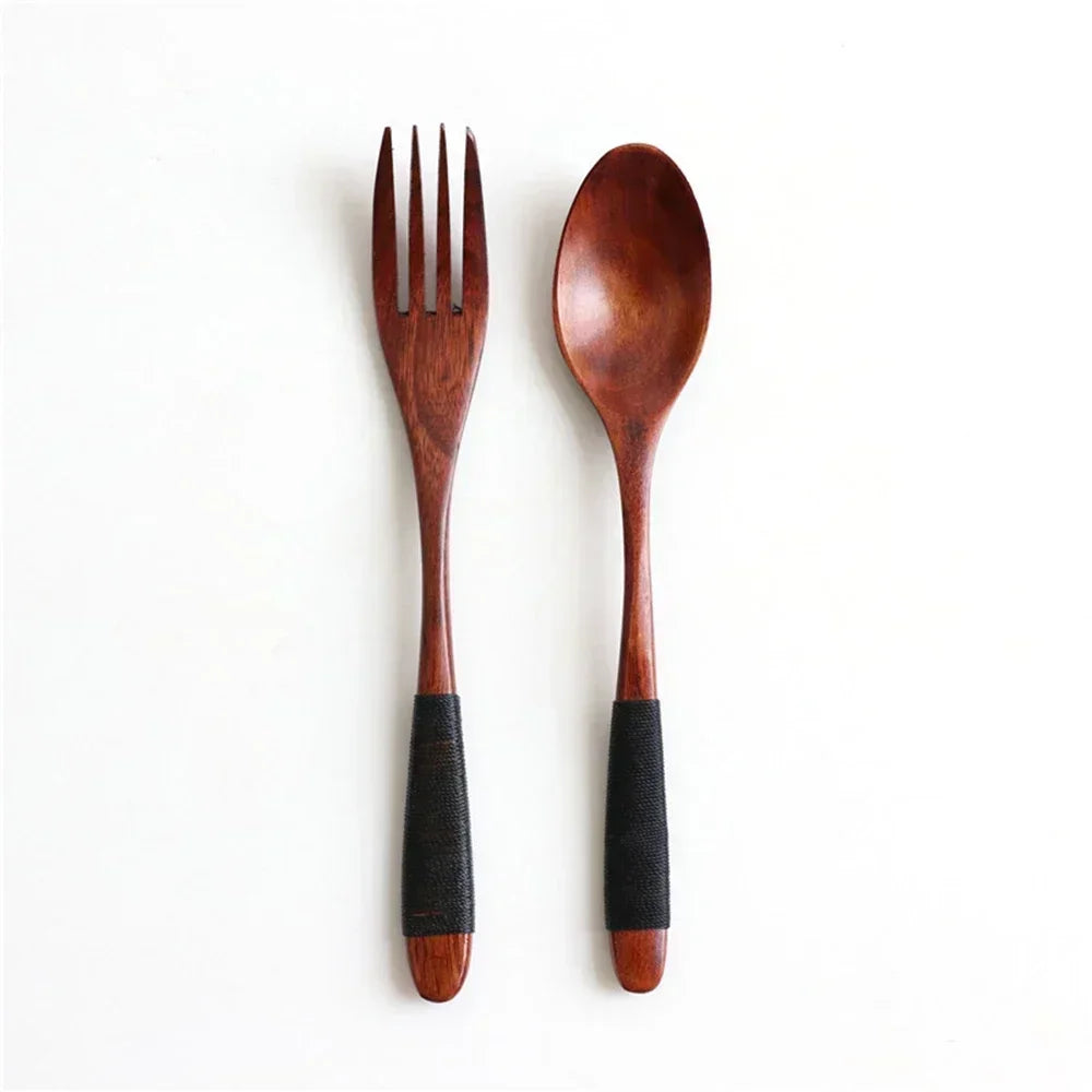 Set Couverts Bois Naturel – Fourchette & Cuillère Artisanales
