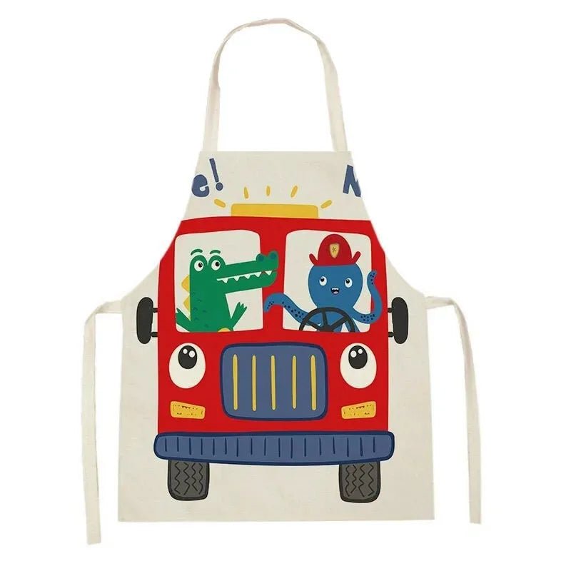 Tablier Enfant Camion et Engins – Coton Lin Coloré