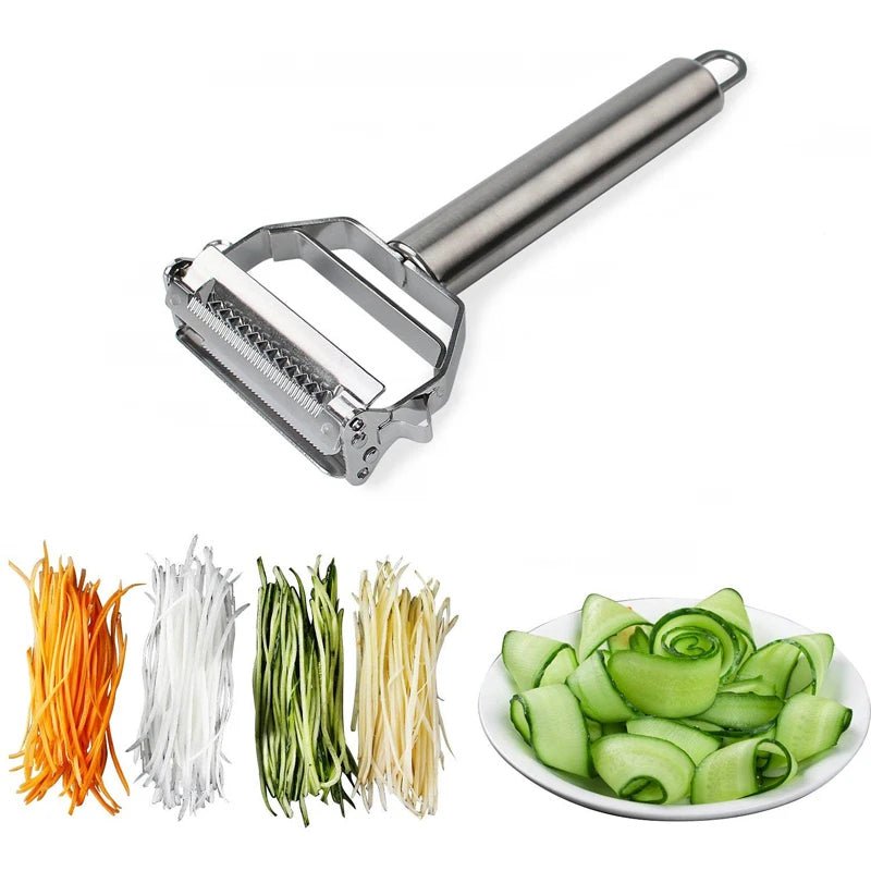 Éplucheur Inox 3-en-1 : L'outil indispensable en cuisine!