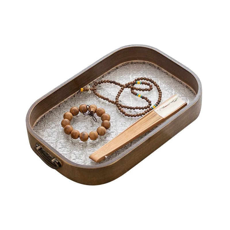 Plateau de service en bambou et acrylique fleuri