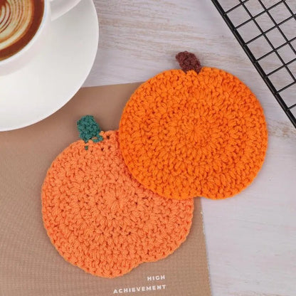 Sous-verres motifs citrouille finement crochetés
