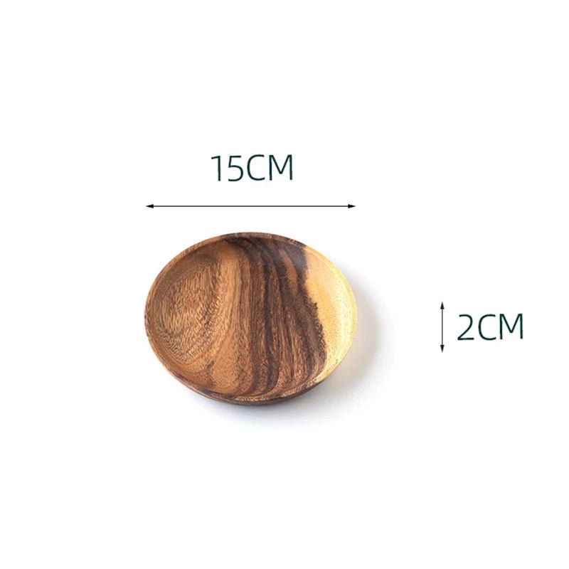 Assiette en Bois Ronde  Style Japonais