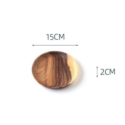 Assiette en Bois Ronde  Style Japonais