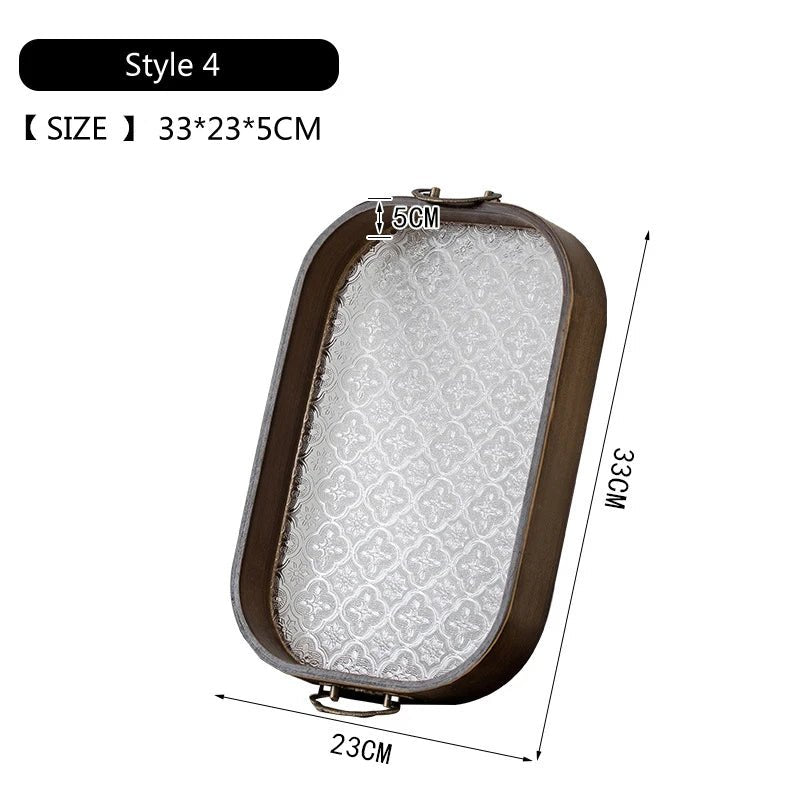 Plateau de service en bambou et acrylique fleuri