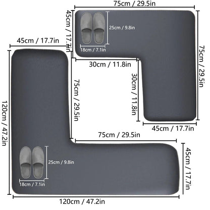 Tapis de Cuisine en L Antidérapant Épais