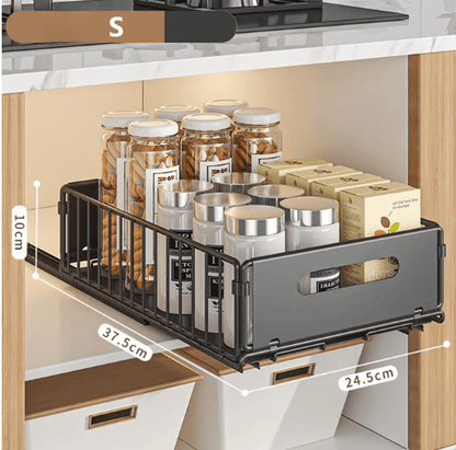 Organisateur coulissant pour placard de cuisine en acier carbone