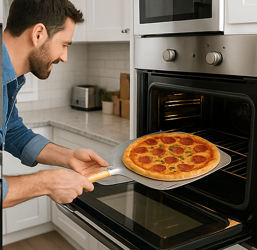 Pelle à pizza en aluminium – manche bois.