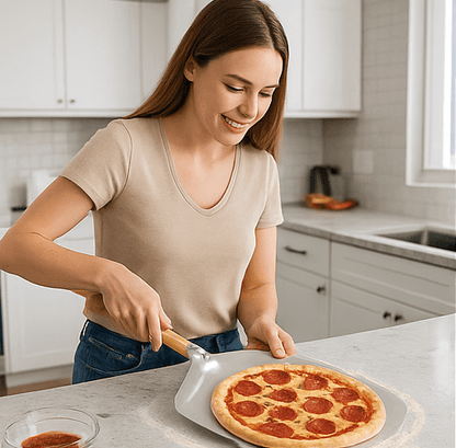 Pelle à pizza en aluminium – manche bois.