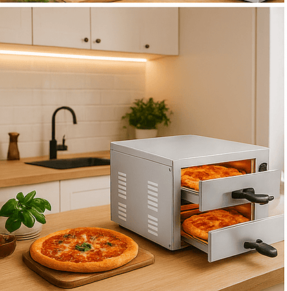 Four à Pizza Électrique  – Double Tiroir Inox