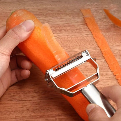 Éplucheur Inox 3-en-1 : L'outil indispensable en cuisine!