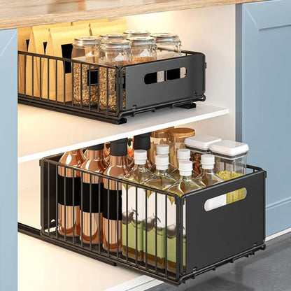 Organisateur coulissant pour placard de cuisine en acier carbone