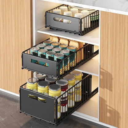 Organisateur coulissant pour placard de cuisine en acier carbone