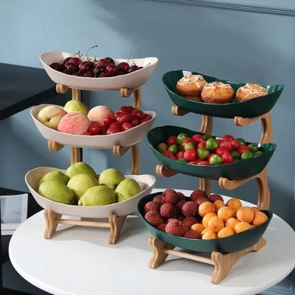 Présentoir à fruits en bambou  – Support moderne pour cuisine