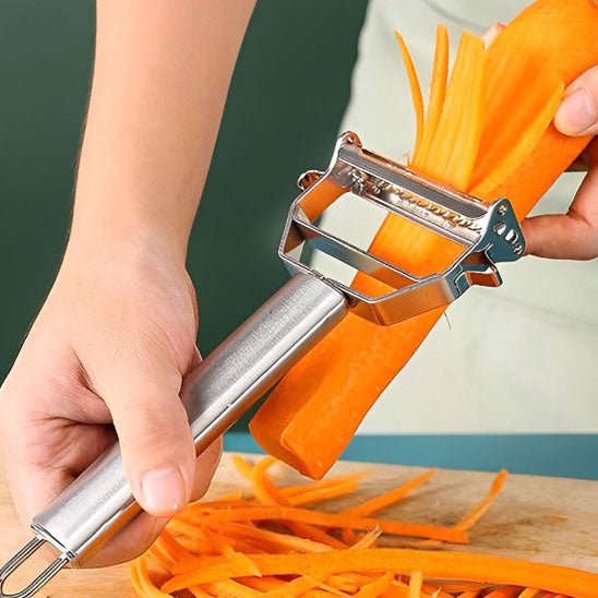 Éplucheur Inox 3-en-1 : L'outil indispensable en cuisine!
