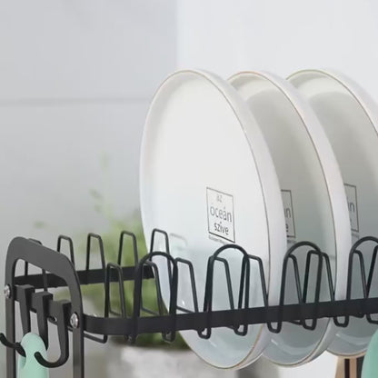 Égouttoir de Vaisselle Double Niveau avec Plateau Drainant Pivotant